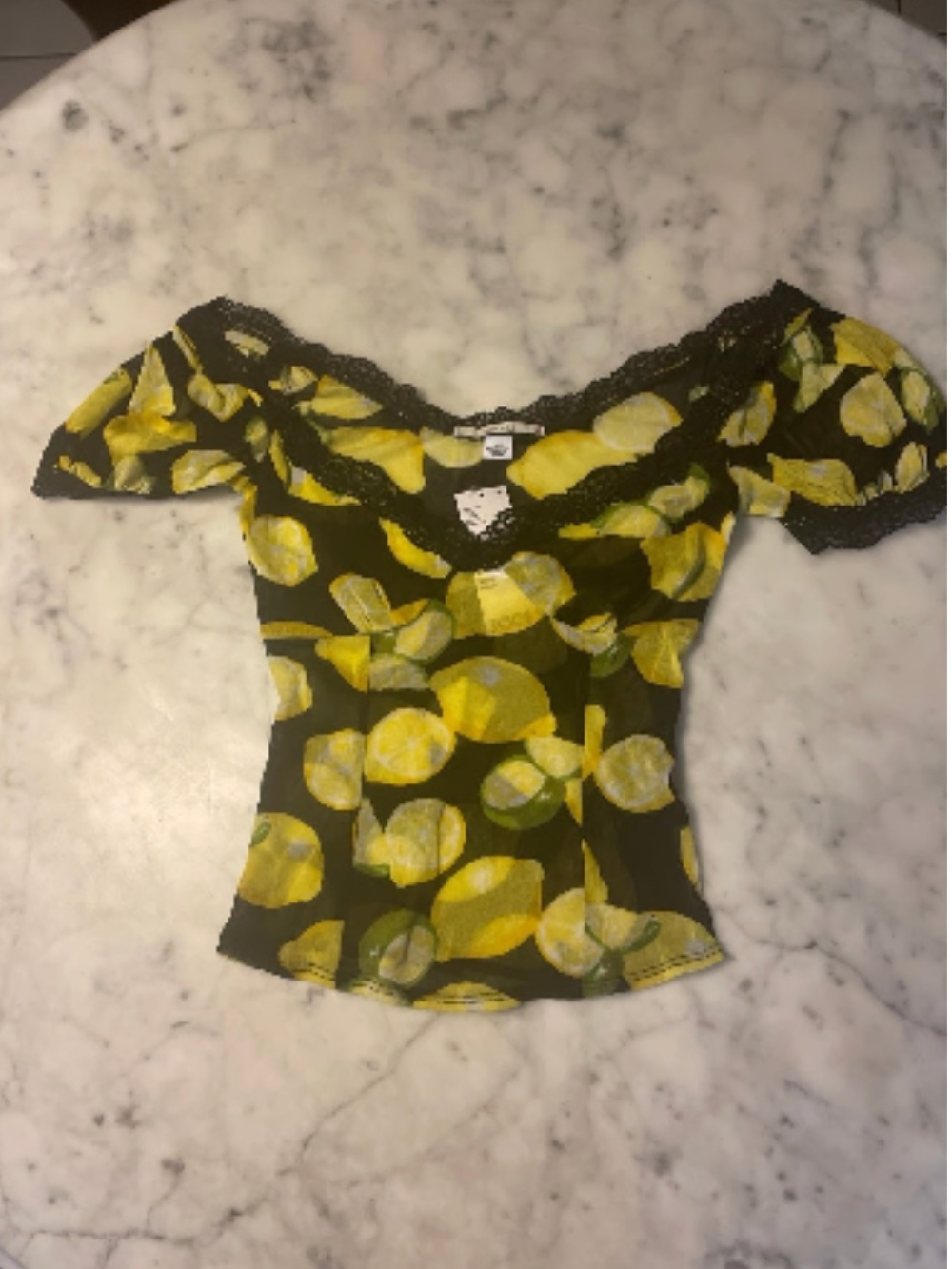 Kimchi Blue Blake Puff Sleeve Mesh Top Size Large - Picture 2 of 4
